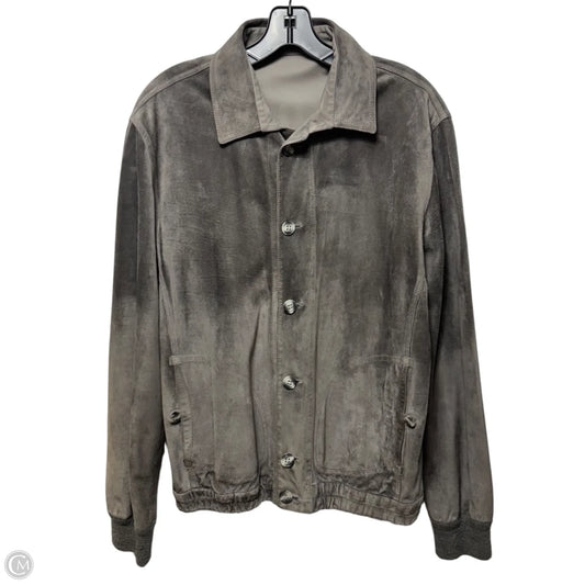 Vintage Reversible Suede Jacket Leather By Courtoué In Grey, Size: 10