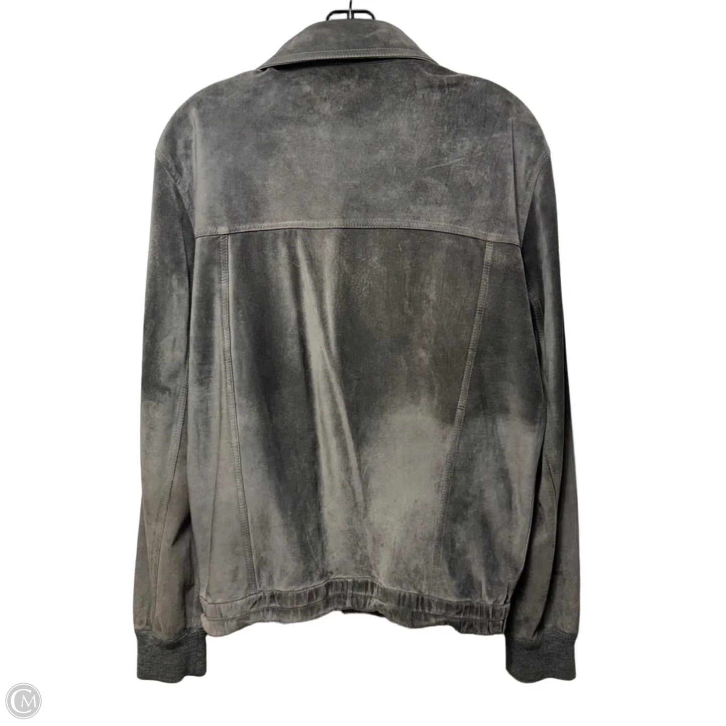 Vintage Reversible Suede Jacket Leather By Courtoué In Grey, Size: 10