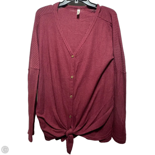 Top Long Sleeve By Olrik In Maroon, Size: 3x
