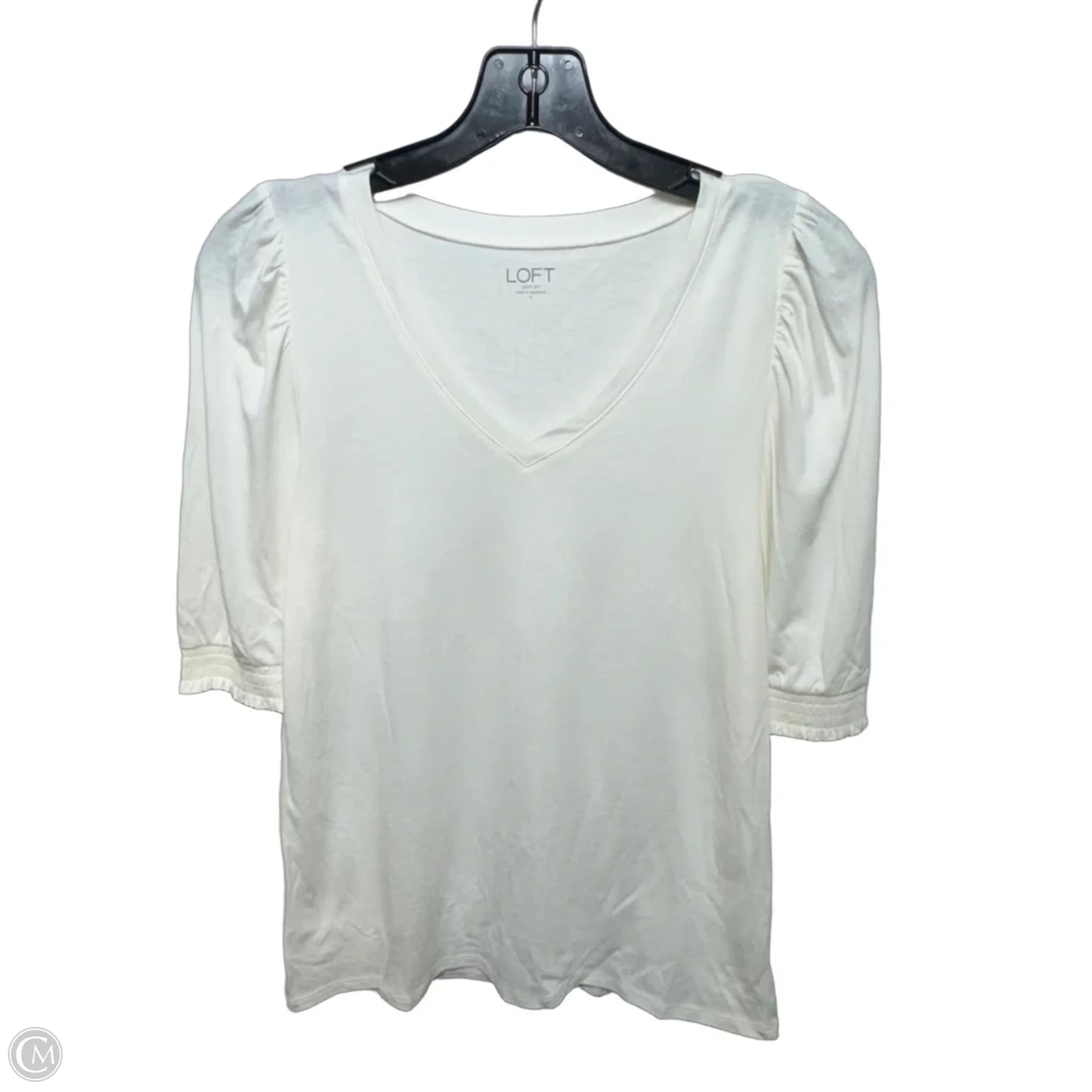 Top Short Sleeve By Loft In Cream, Size: S