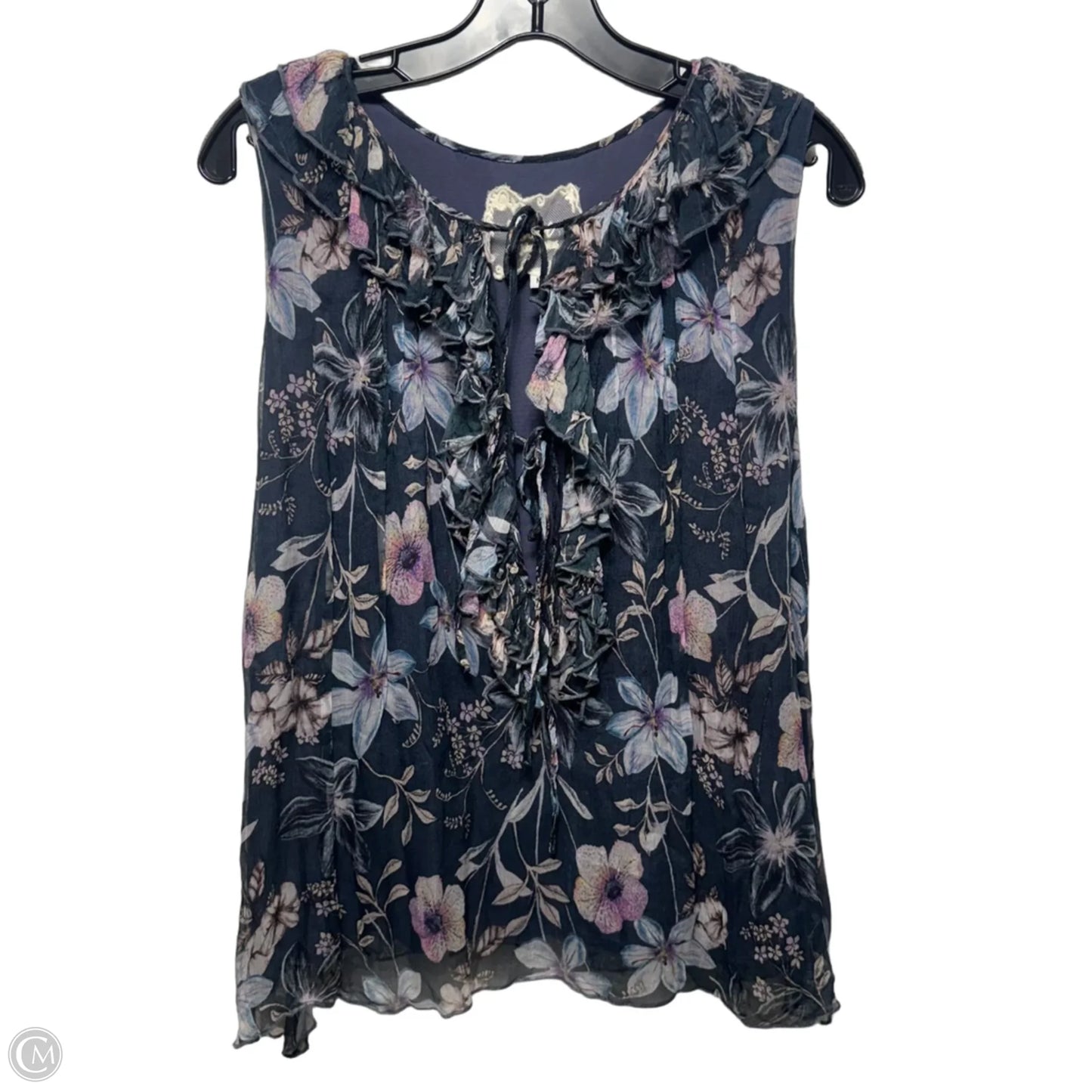 Silk Top Sleeveless By Johnny Was In Floral Print, Size: Medium