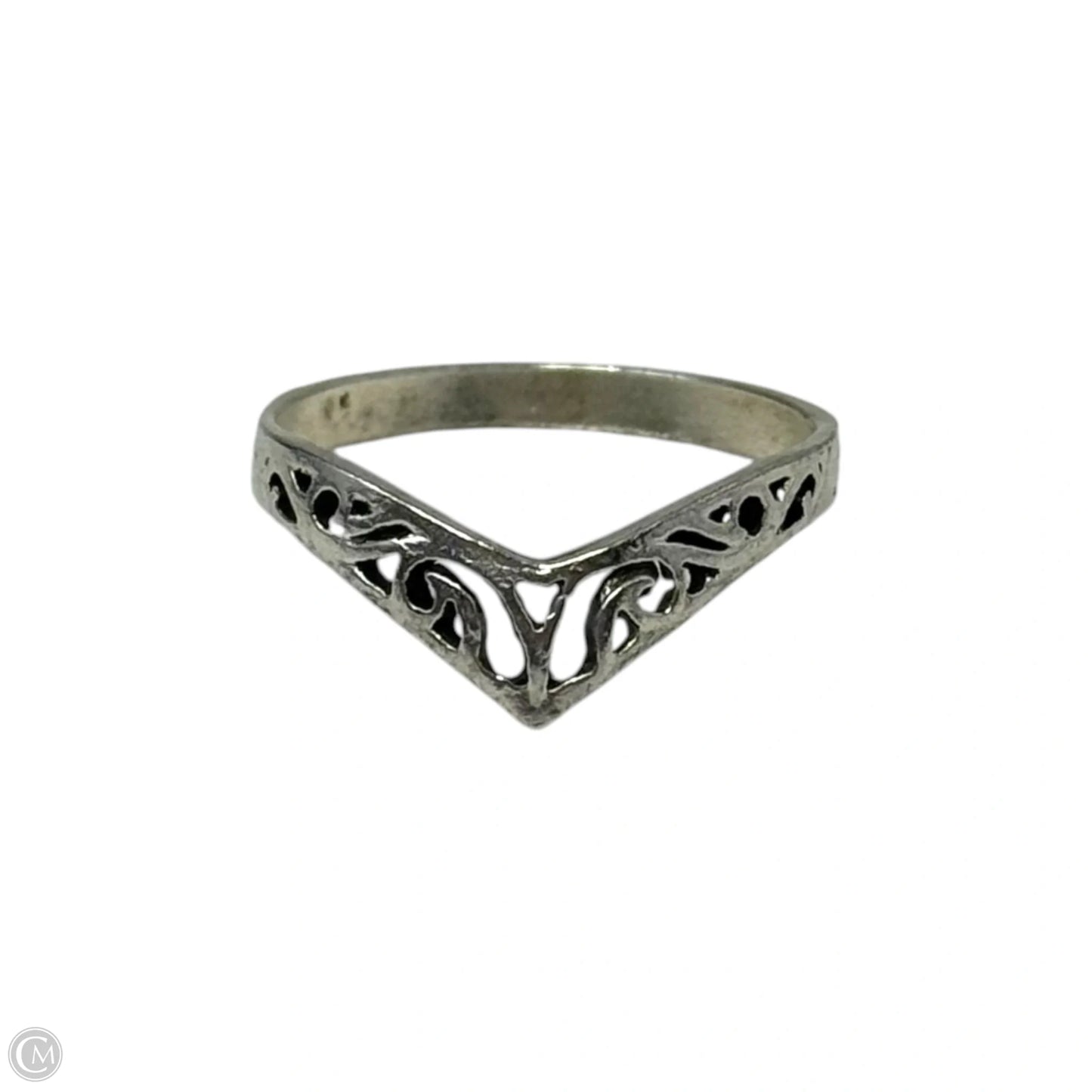 Openwork Silver Tone Ring, Size 8