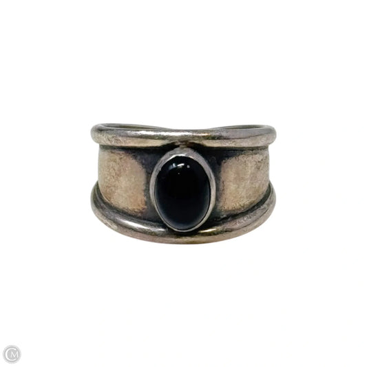 Black Stone Sterling Silver Ring, Size 6