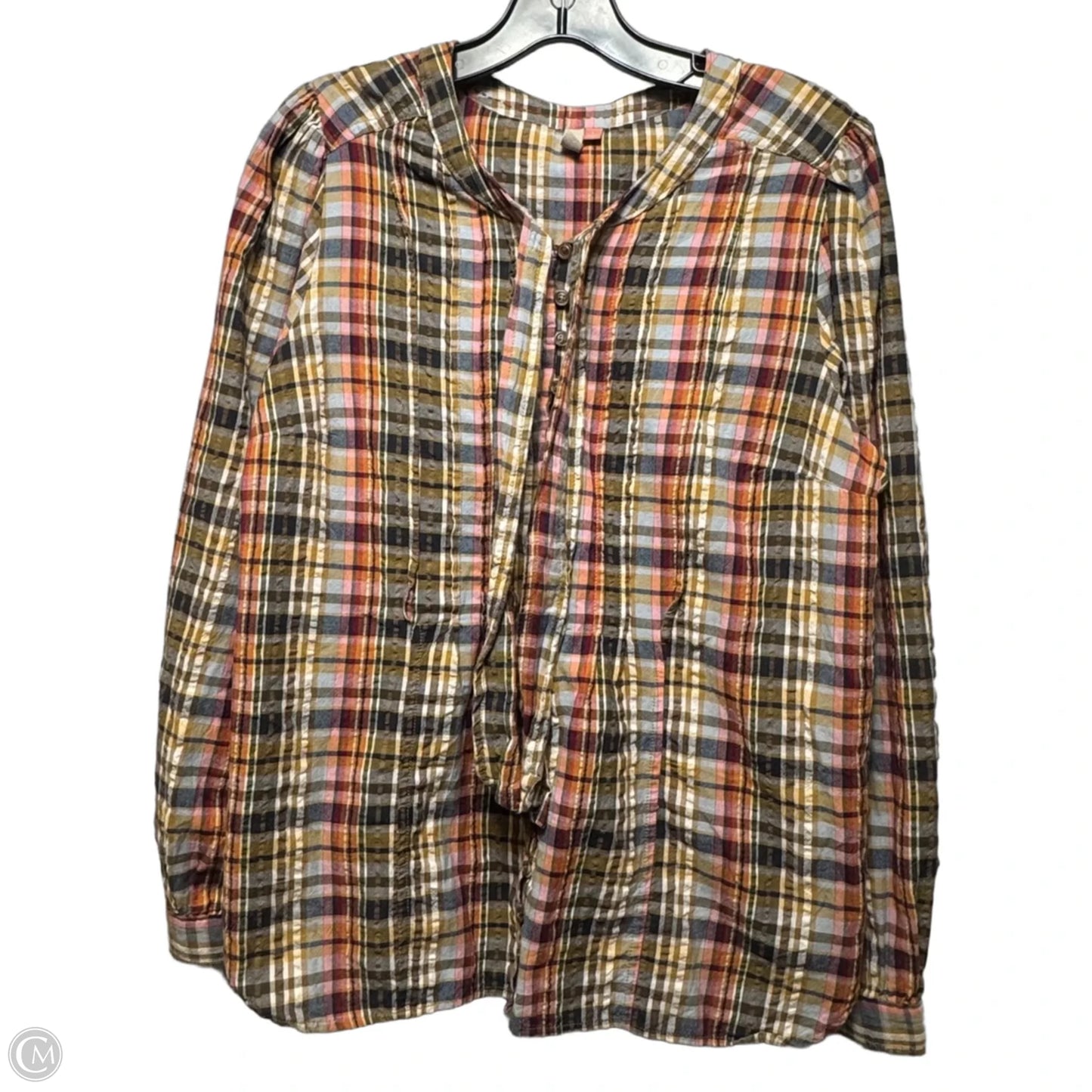 Top Long Sleeve By Pilcro In Plaid Pattern, Size: L