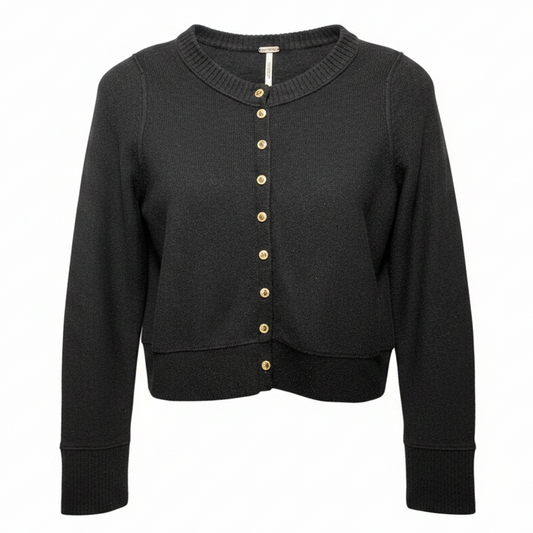 Cashmere Cardi Sweater By Free People In Black, Size: XS