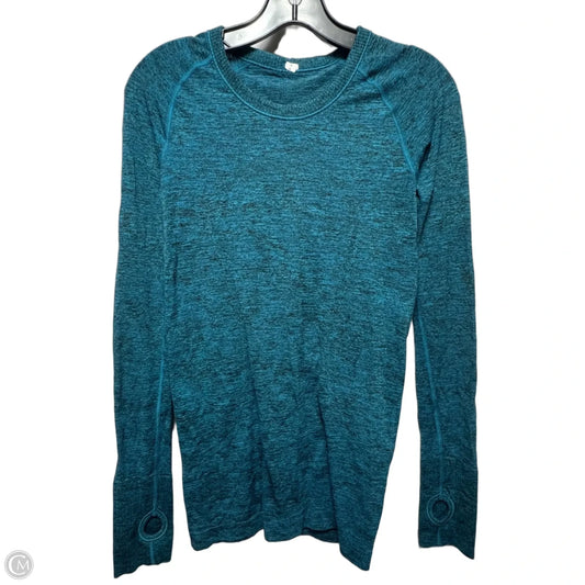 Athletic Top Long Sleeve Collar By Lululemon In Aqua, Size: 6