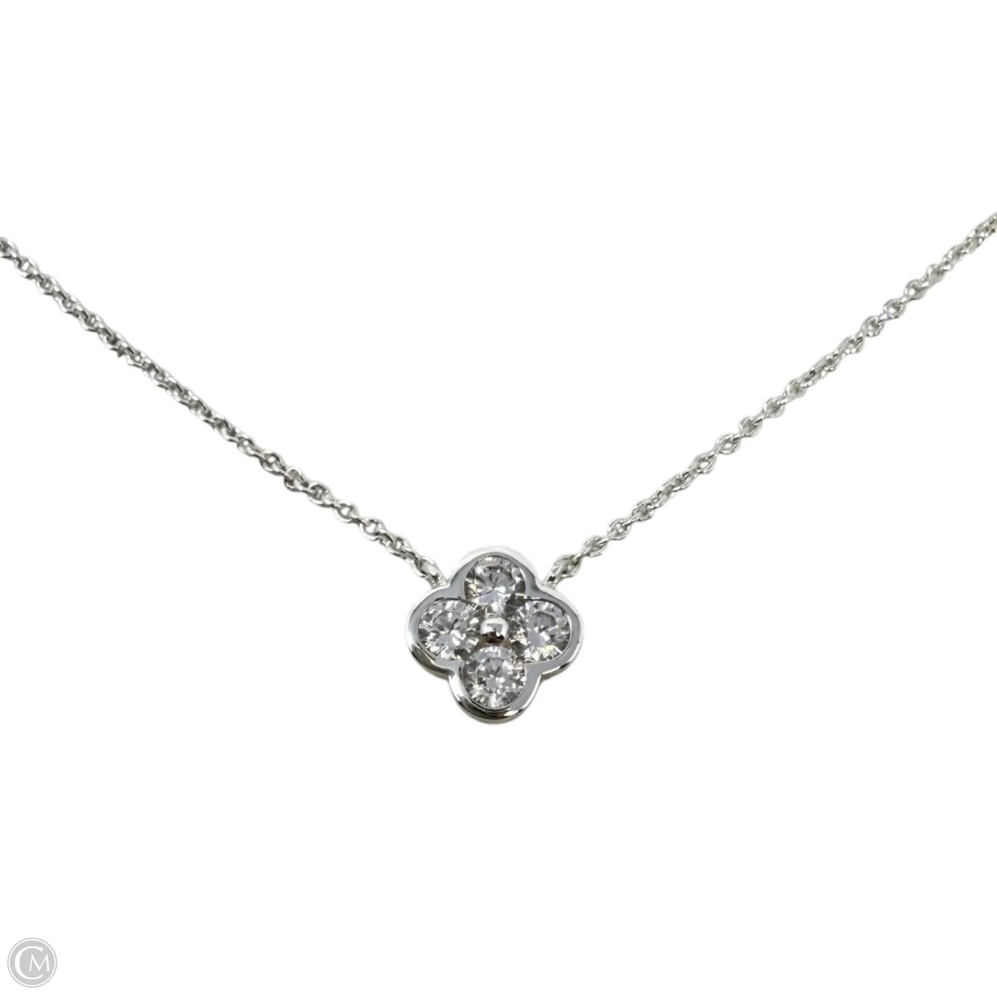CZ & Electroplated Silver Clover Pendant Necklace