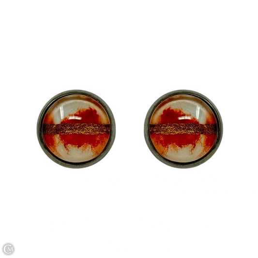 Orange & Gold Round Stud Earrings