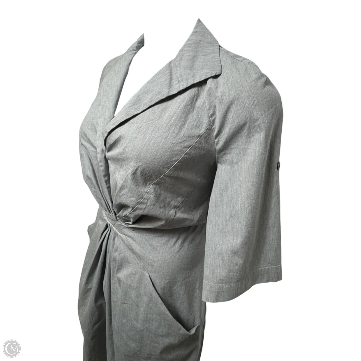 Cotton Blend Casual Dress Designer By Lafayette 148 In Grey, Size: 14