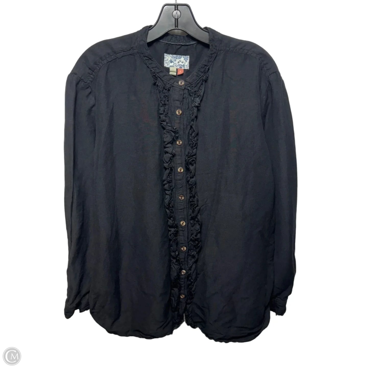 Linen Blend Top Long Sleeve By Pilcro In Black, Size: Xl