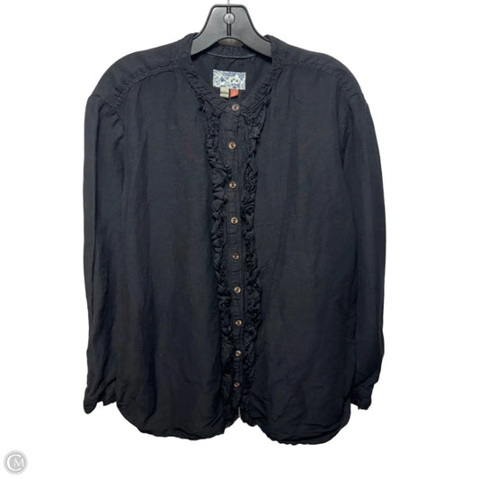 Linen Blend Top Long Sleeve By Pilcro In Black, Size: Xl