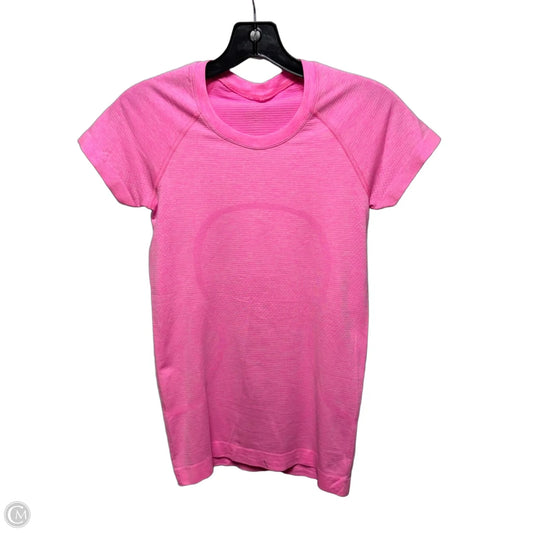 Athletic Top Short Sleeve By Lululemon In Pink, Size: 4