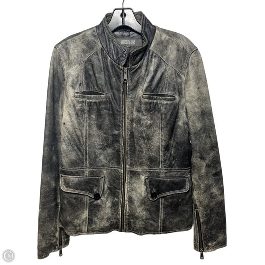 Distressed Leather Moto Jacket By Kenneth Cole Reaction In Black, Size: S (estimated)