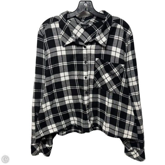 Cropped Flannel Top Long Sleeve By Torrid In Plaid Pattern, Size: 4x