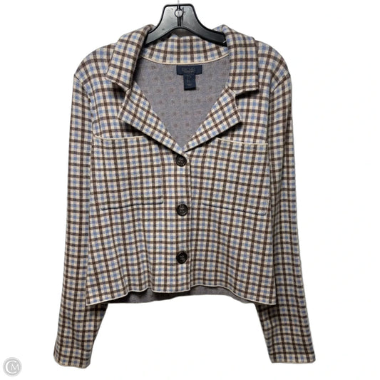Knit Blazer By Rachel Roy In Plaid Pattern, Size: L