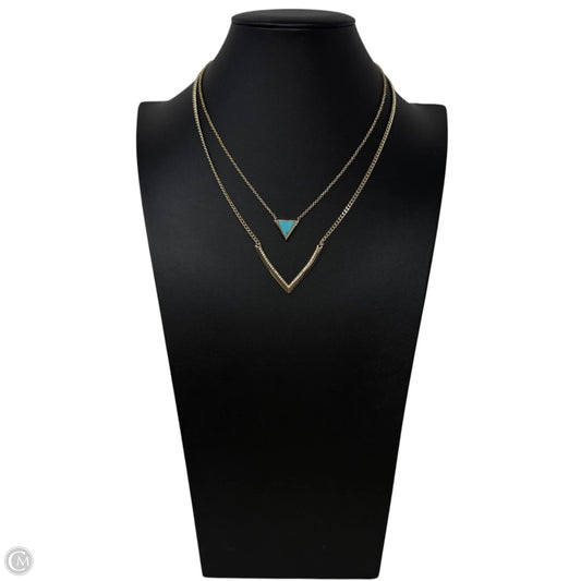 Gold Tone & Turquoise Triangle Double Necklace By Vera Bradley
