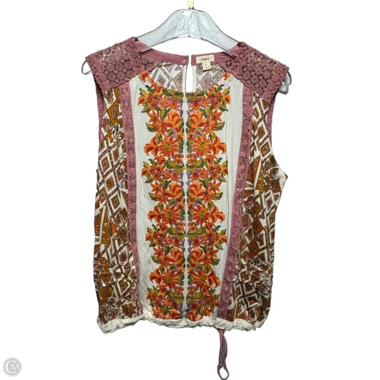 Top Sleeveless By Tiny In Floral Print, Size: L
