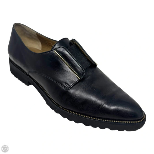 Zip Trim Loafer Shoes Flats By Anyi Lu In Black, Size: 6.5
