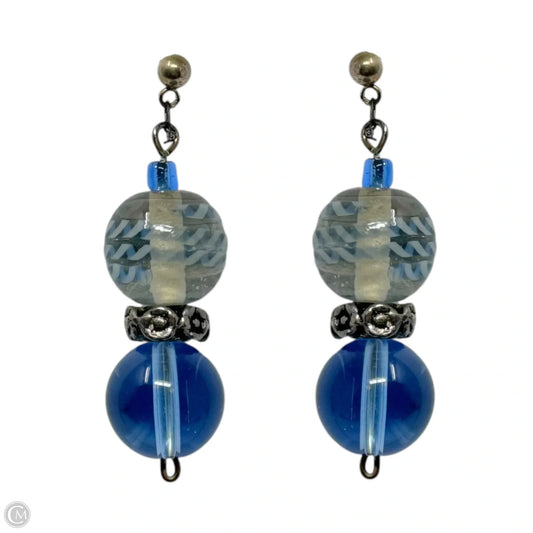 Blue Glass Bead Dangle Earrings