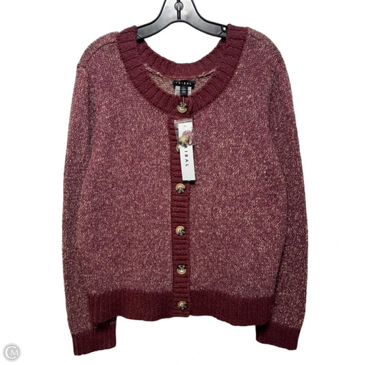 Sweater Cardigan By Tribal In Maroon, Size: L