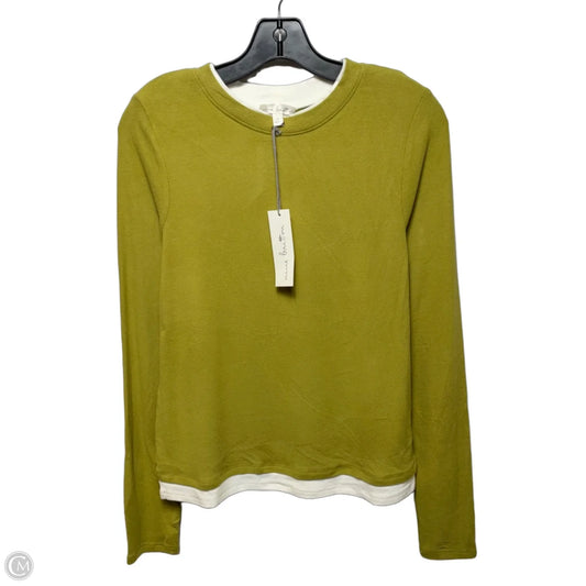 Ribbed Layered Top Long Sleeve By Nine Britton In Chartreuse, Size: M
