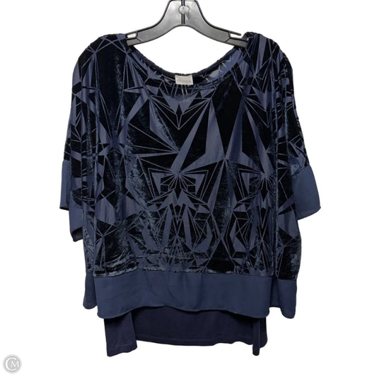 Velvet Burnout Top Short Sleeve By Chicos In Blue, Size: 12