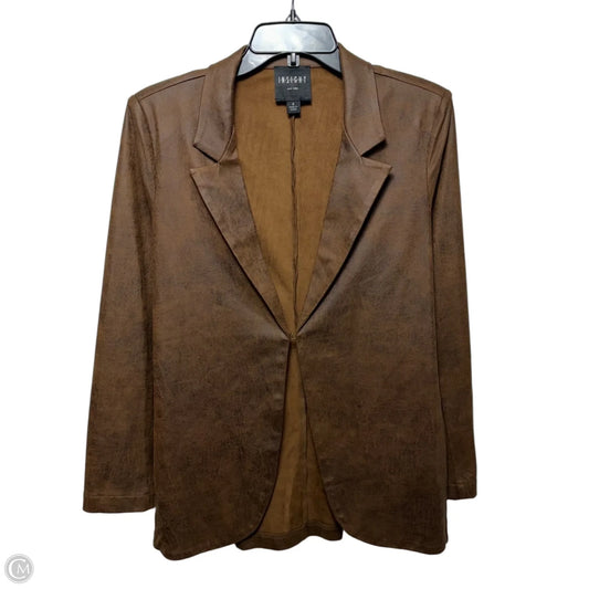 Faux Leather Blazer By Insight In Brown, Size: 6