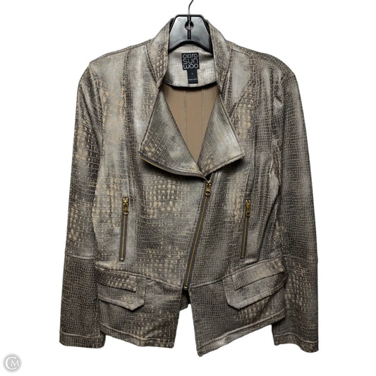 Jacket Moto By Clara Sun Woo In Snakeskin Print, Size: S