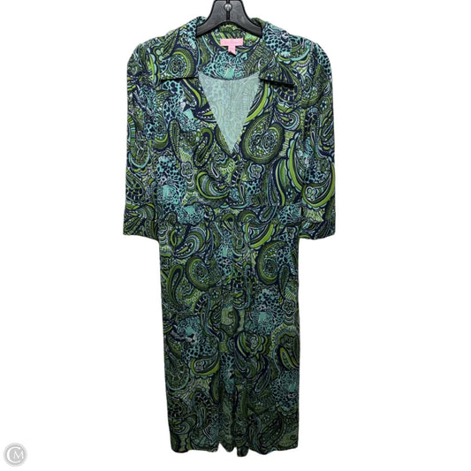 Silk Knit Dress Designer By Lilly Pulitzer In Green & Blue, Size: S