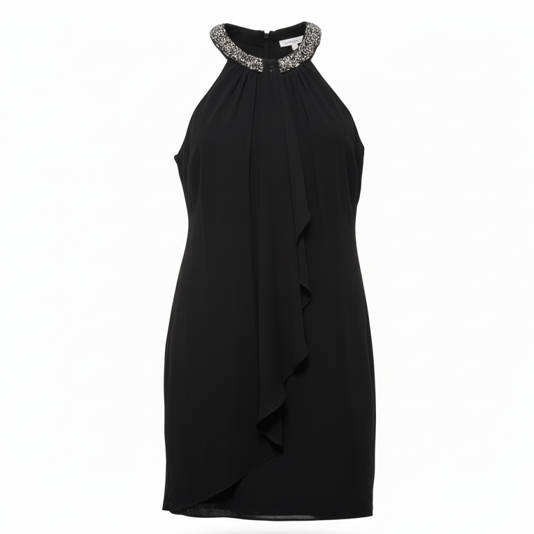 Embellished Halter Neck Mini Dress Designer By X By Xscape In Black, Size: 12