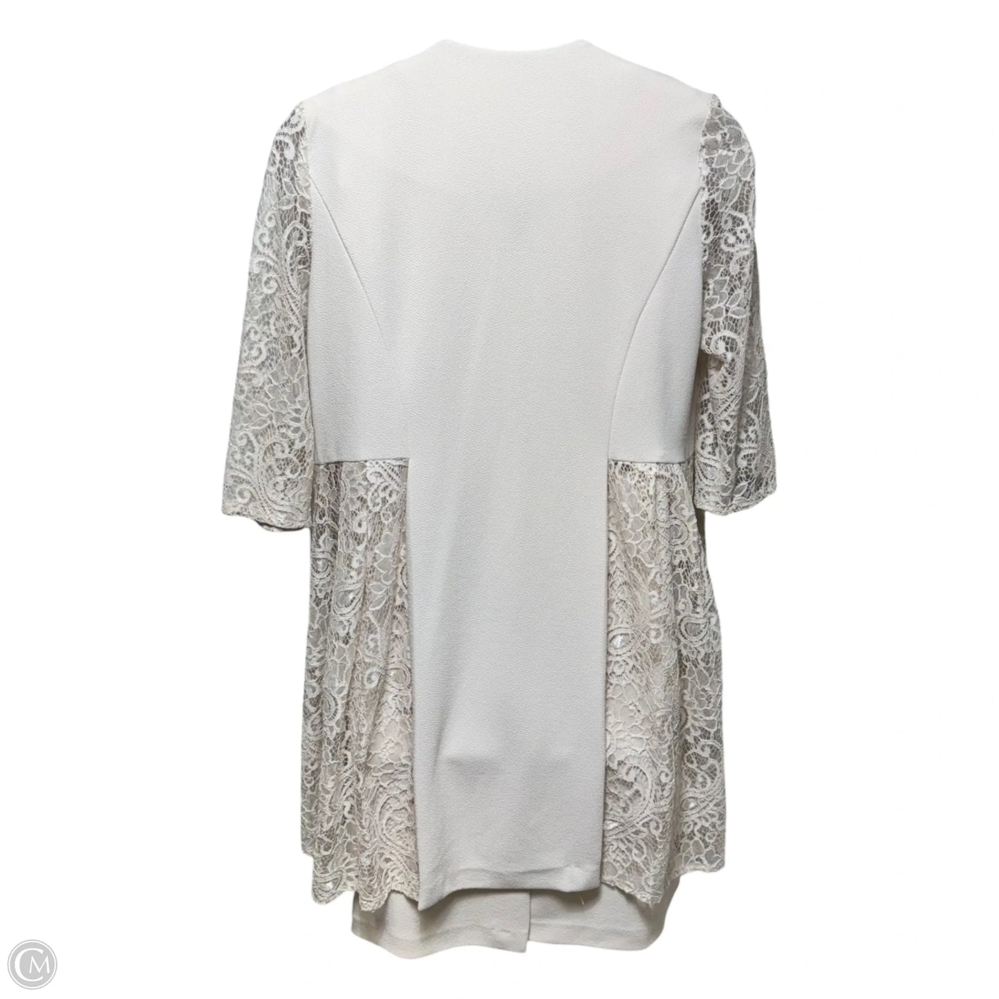 Lace Pearl Trim Dress & Cardigan Set 2pc By Maya Brooke  In Cream, Size: 14