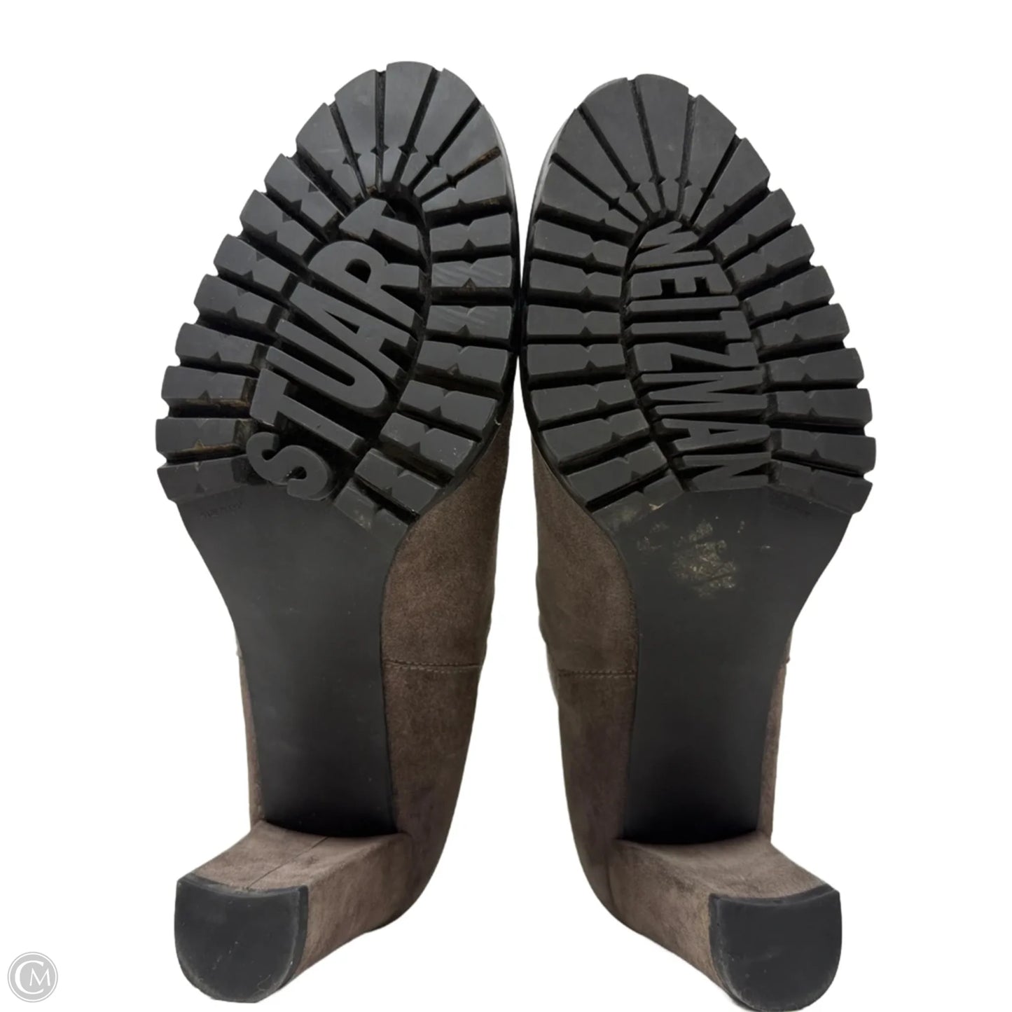 Jackson Suede Lug Sole Booties Designer By Stuart Weitzman In Taupe, Size: 9