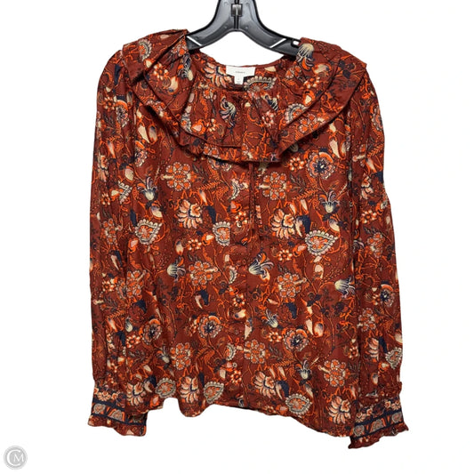 Top Long Sleeve By A Loves A In Rouge Multi-colored, Size: L