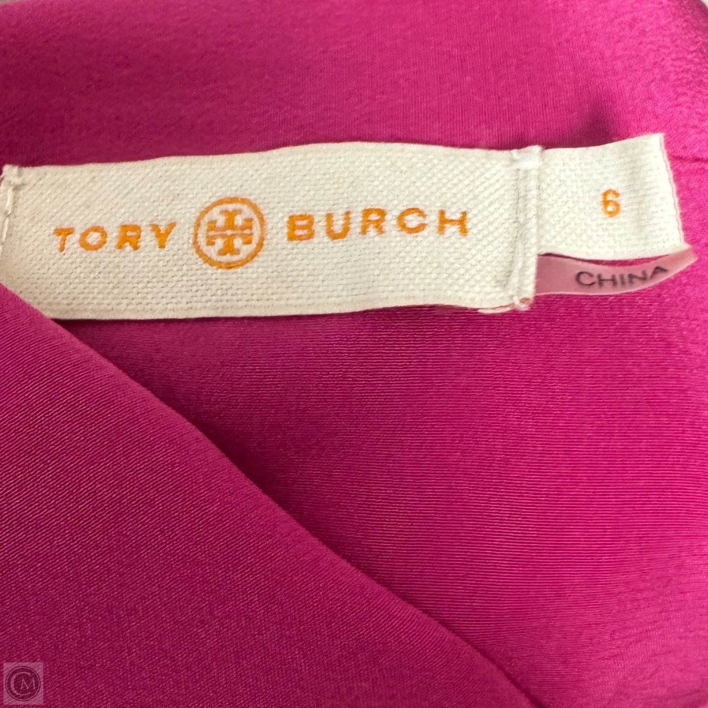 Jane Silk Ruffle Dress Designer By Tory Burch In Pink, Size: 6