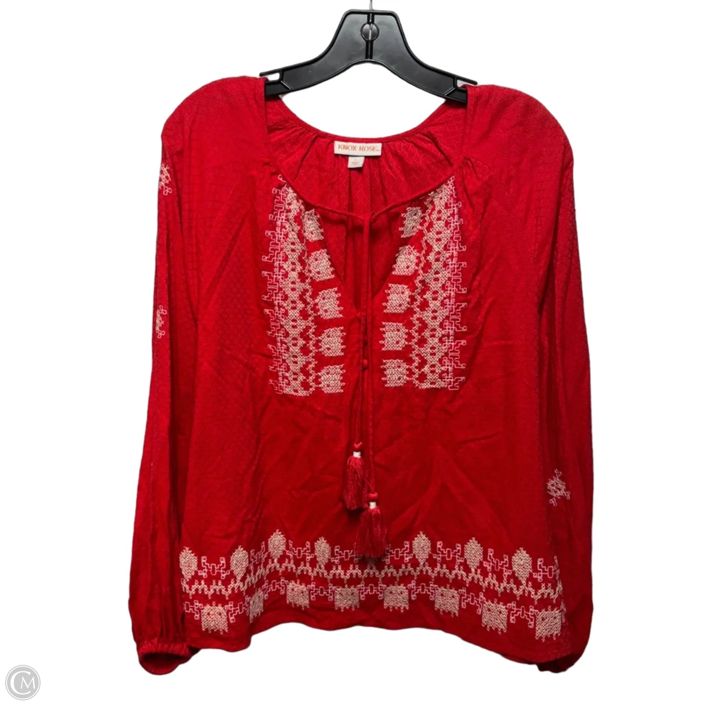 Top Long Sleeve By Knox Rose In Red, Size: L