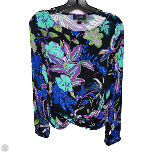 Crystal Girl Boatneck Top Long Sleeve By Karen Kane In Tropical Print, Size: S