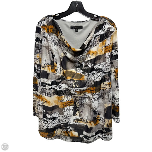 Top Long Sleeve By Calessa In Gold Multi-colored, Size: 3x