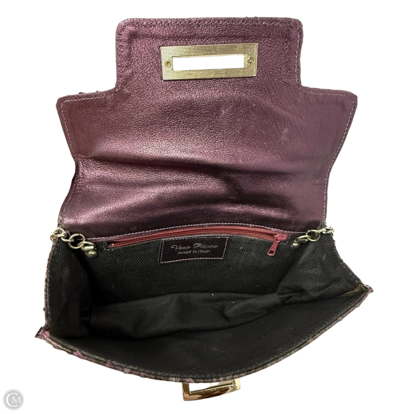 Python Leather Shoulder Bag, Clutch By Vero Pitone, Size: Small