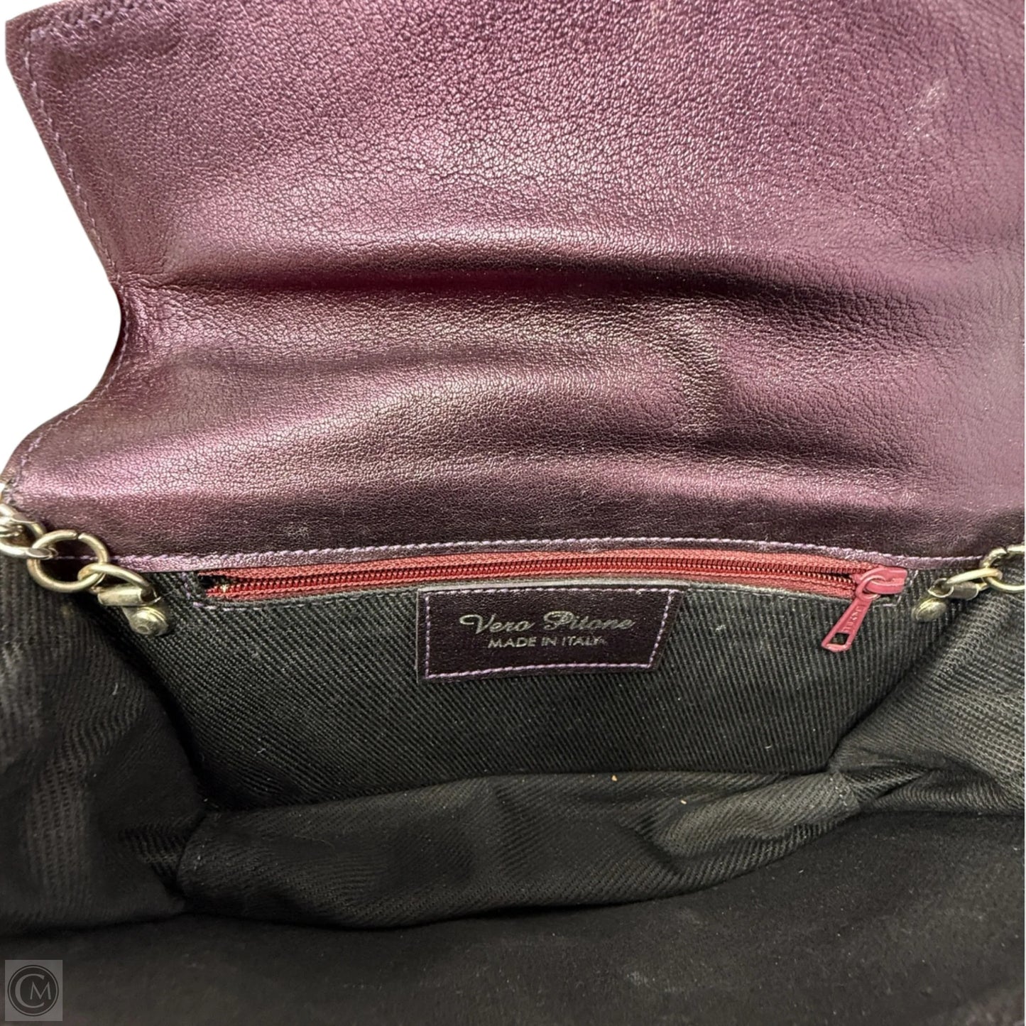 Python Leather Shoulder Bag, Clutch By Vero Pitone, Size: Small