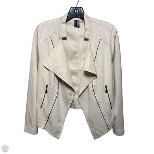 Faux Suede Jacket Moto By Ravel In Cream, Size: M