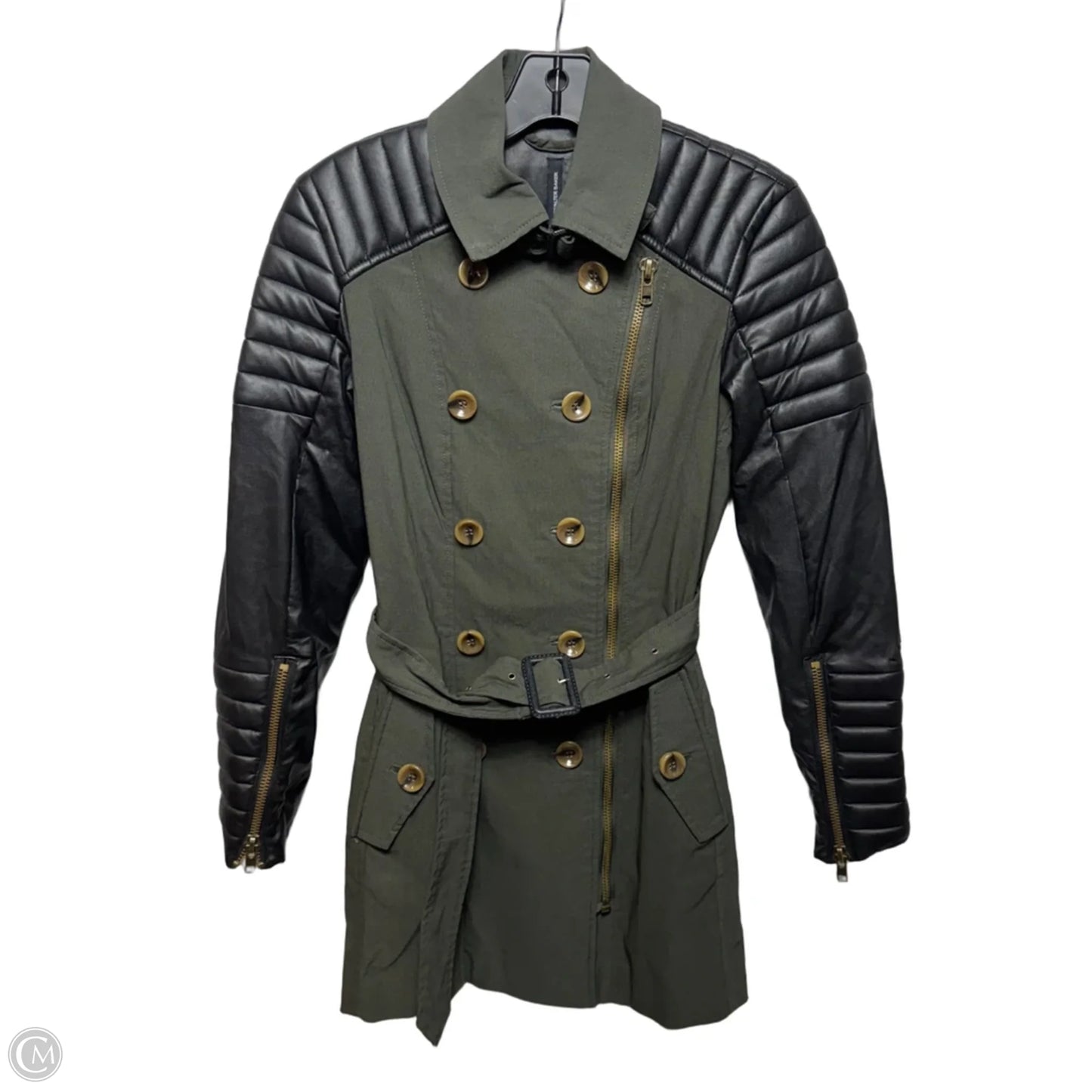 Keanu Mixed Media Trench Coat By W118 By Walter Baker In Green, Size: XS
