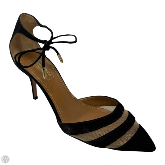 Alana Mesh & Suede D'Orsay Pumps Designer By Aquazzura In Black, Size: 6.5