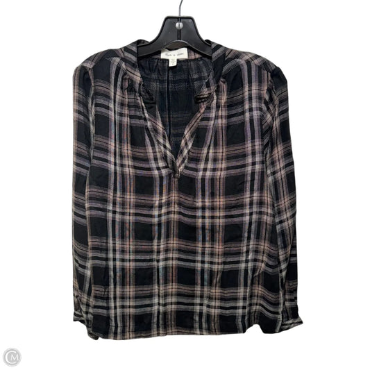 Top Long Sleeve By Cloth & Stone In Plaid Pattern, Size: S