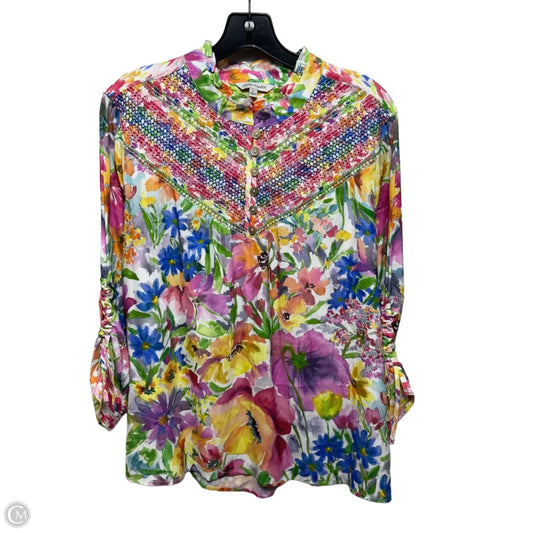 Spring Time Top Long Sleeve By John Mark In Floral Print, Size: L