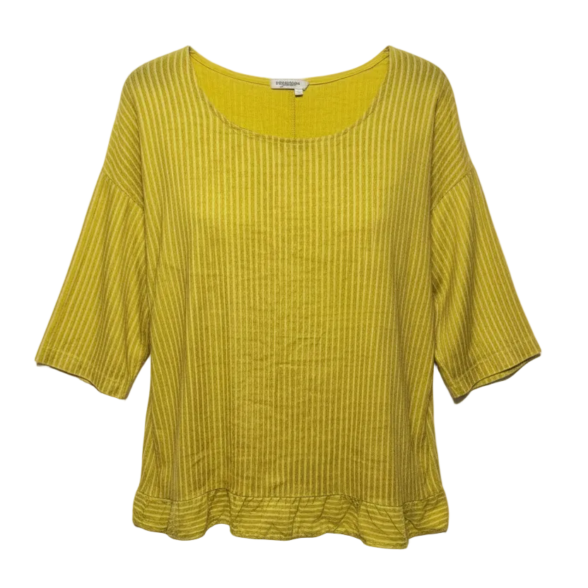 Top 3/4 Sleeve By Lungo L’Arno In Yellow, Size: S