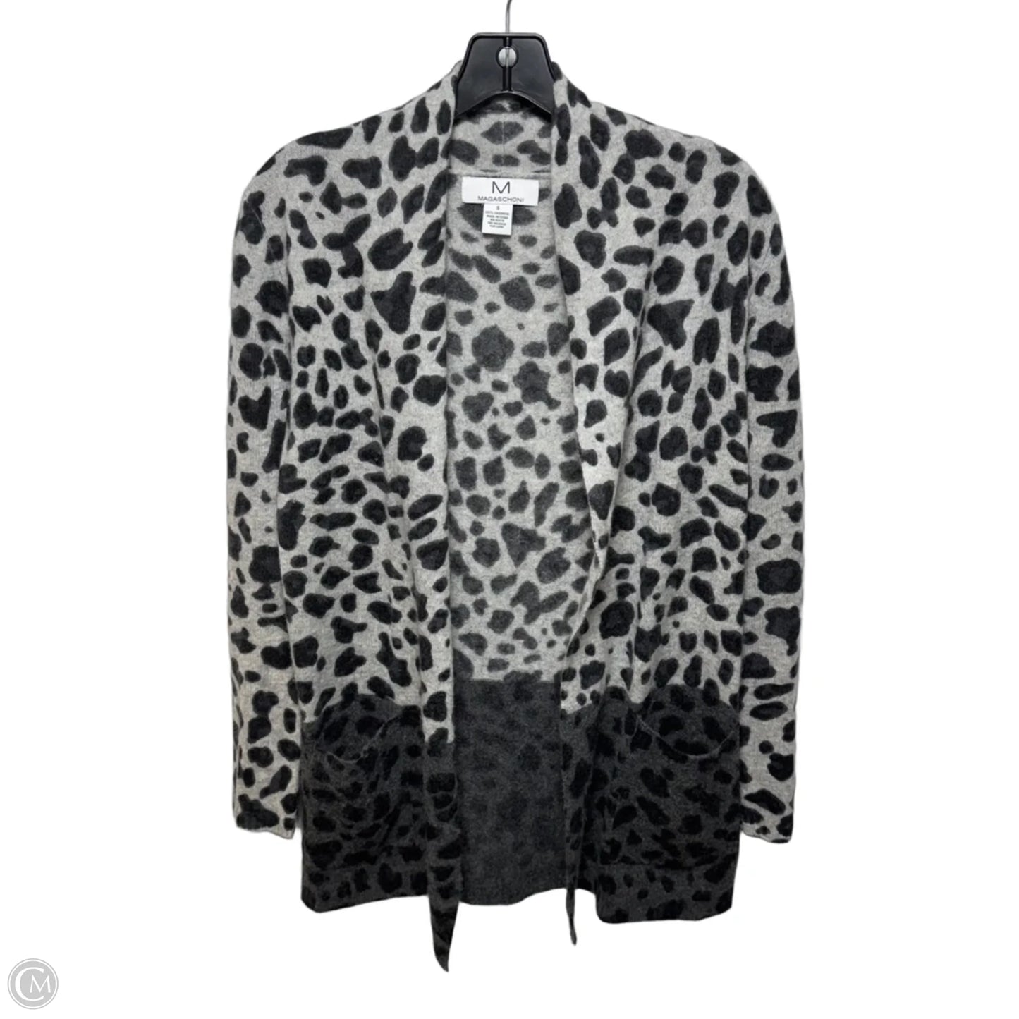 Sweater Cardigan Cashmere By Magaschoni In Black & Grey, Size: S