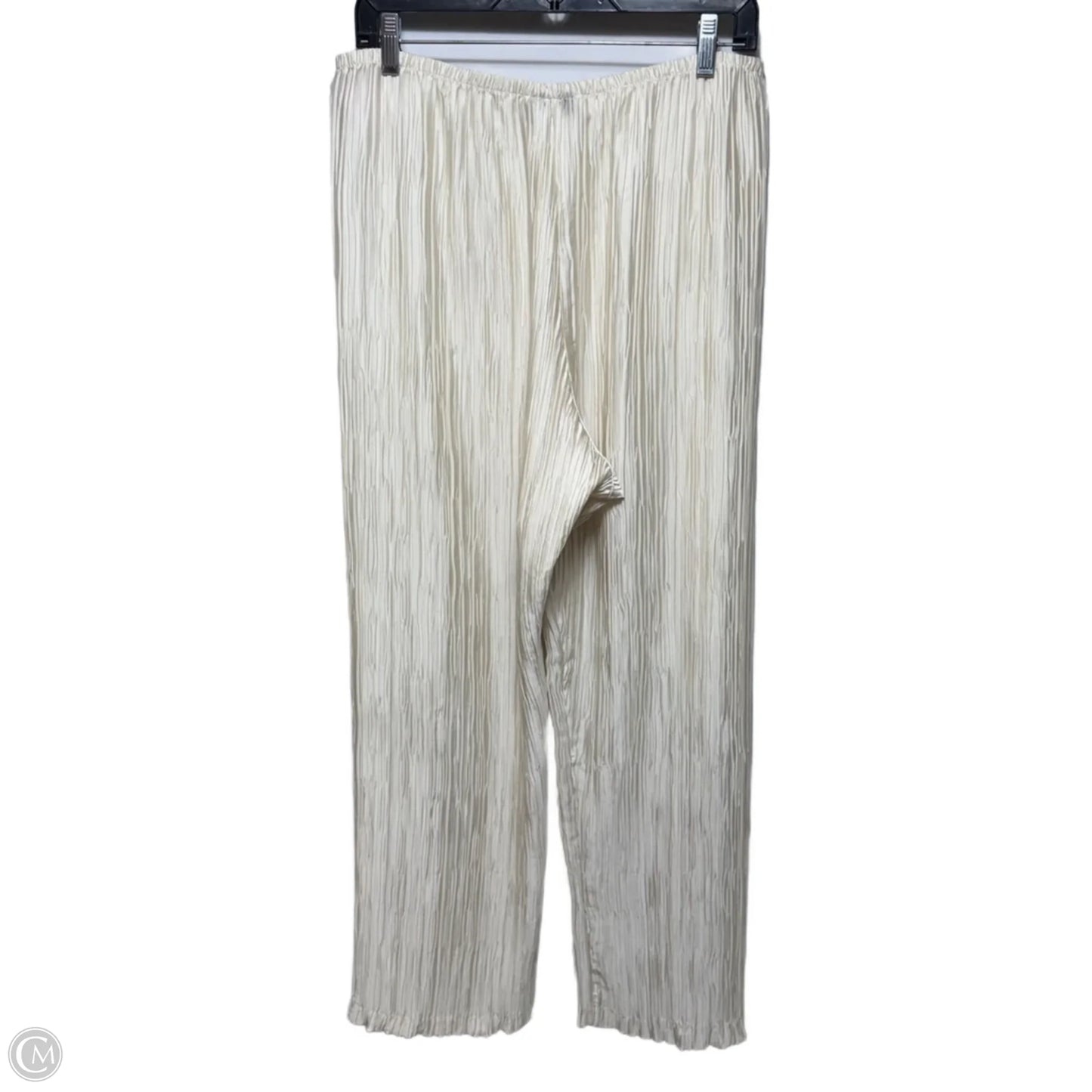 Plissé Wide Leg Pants By Caroline Rose In Ivory, Size: XL