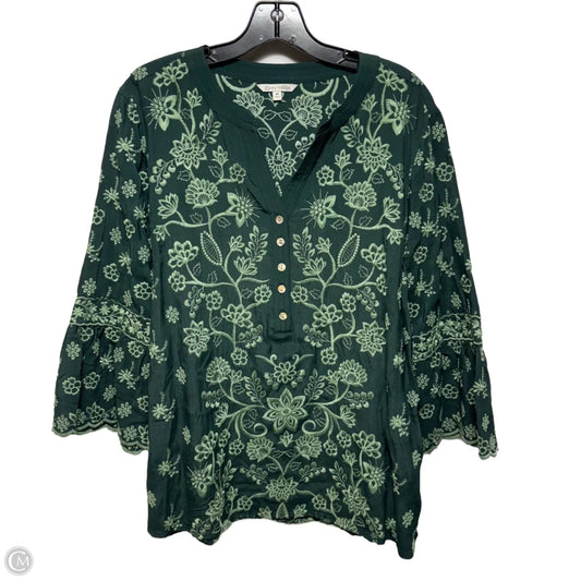 Enchanted Evening Embroidered Top Long Sleeve By John Mark In Green, Size: M