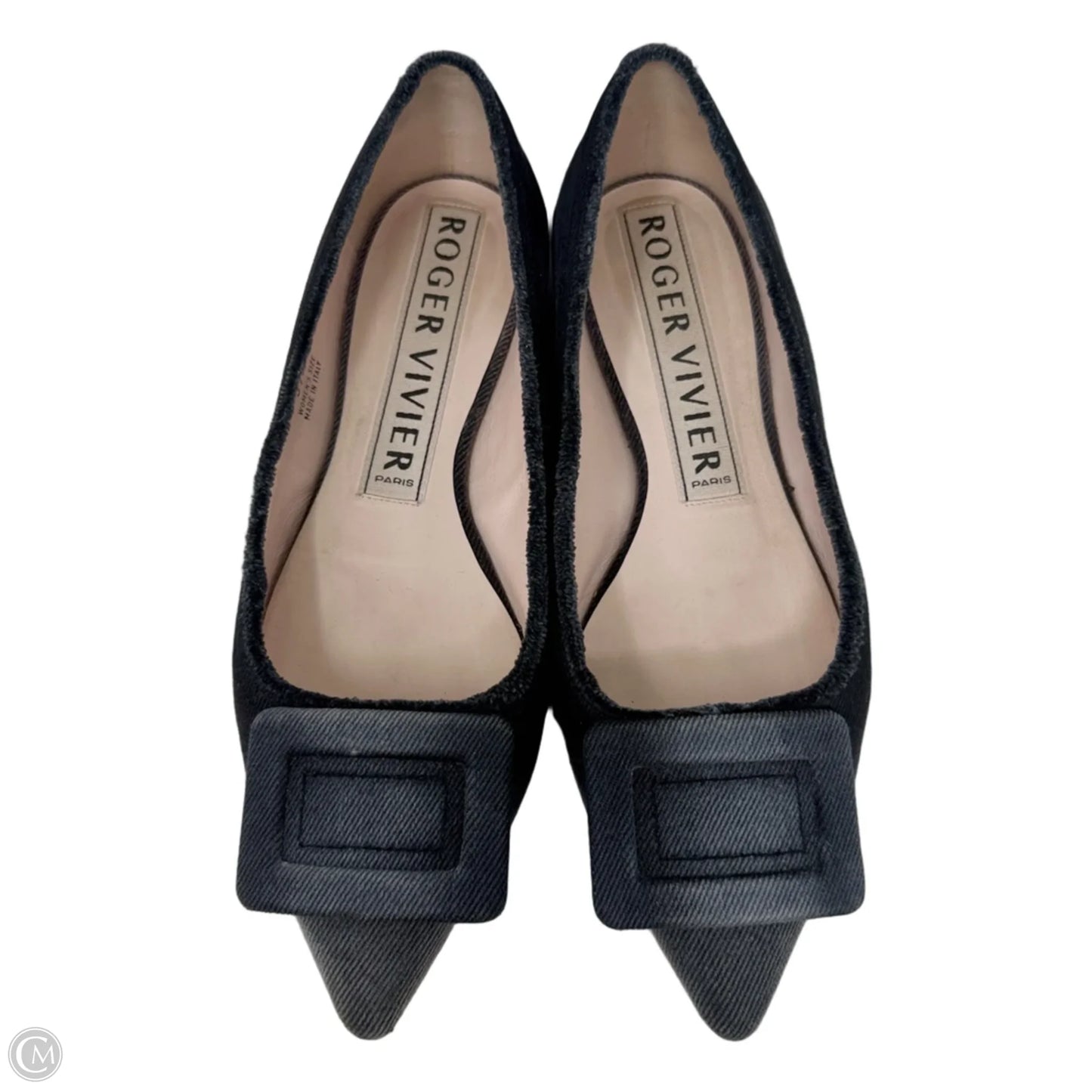 Gommettine Denim Ballet Flats Designer By Roger Vivier In Grey, Size: 7.5 (37.5)
