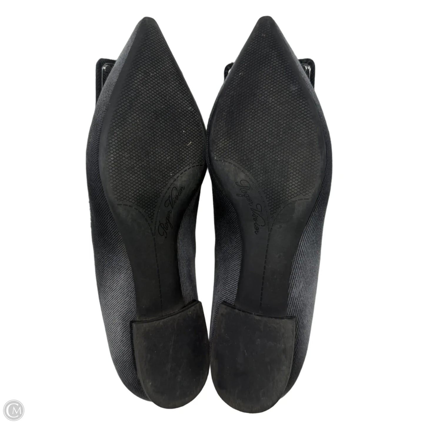 Gommettine Denim Ballet Flats Designer By Roger Vivier In Grey, Size: 7.5 (37.5)